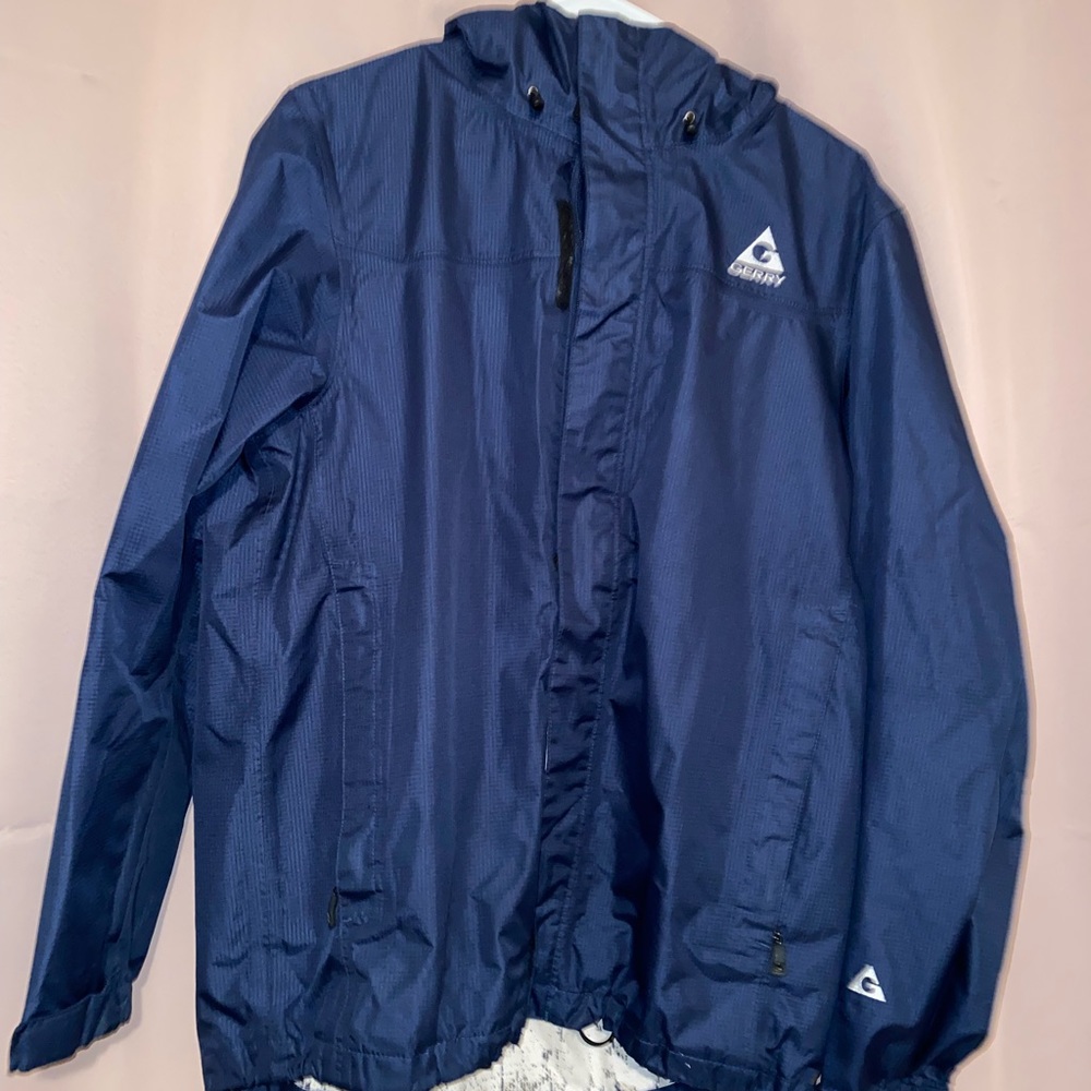 Navy blue windbreaker/ rain jacket